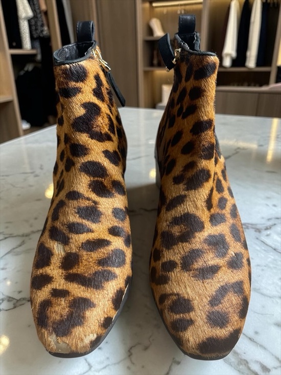 Talbots Shoes - Talbots Leopard-Print Haircalf Ankle Booties in Brown & Black Size 5.5